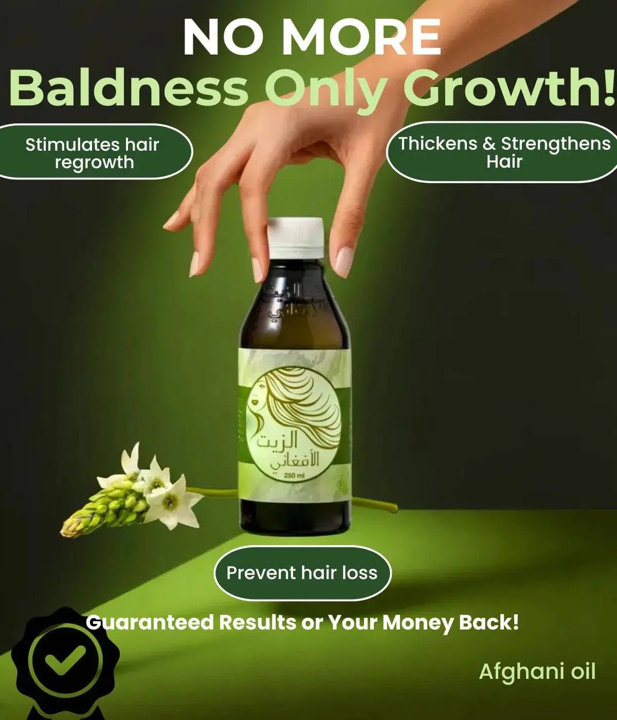 Afghani Oil Hair Growth Solution - Stimulates Regrowth, Strengthens Hair, Prevents Hair Loss.